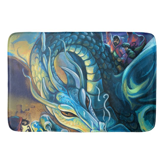 Dragon Rider Fantasy Art Bath Mat (Front)