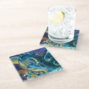 Dragon Rider Fantasy Art Glass Coaster