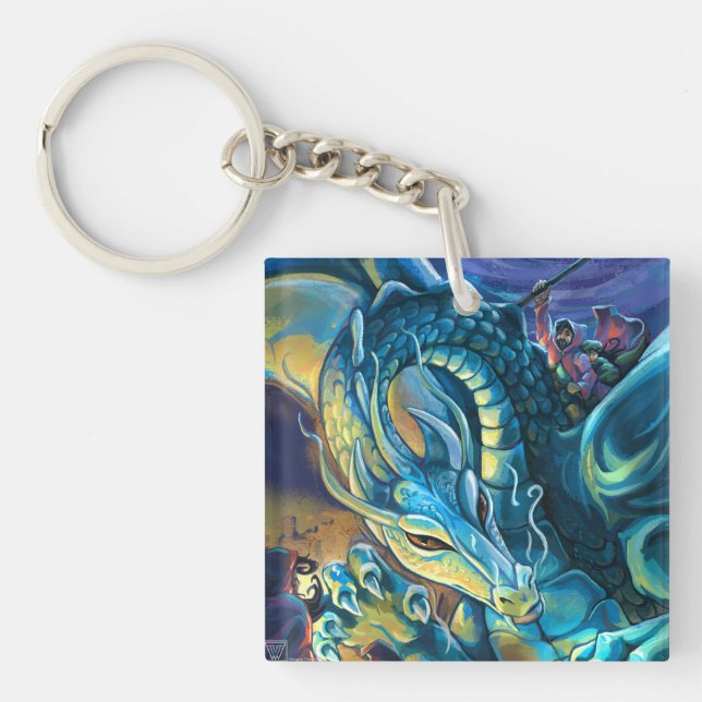 Dragon Rider Painted Art Keychain (Front)