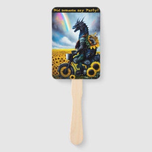 Dragon Riding A Motobike Customizable Hand Fan