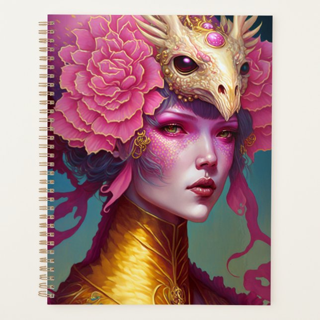 Dragon rose Crâne Femme Imaginaire Art (Devant)