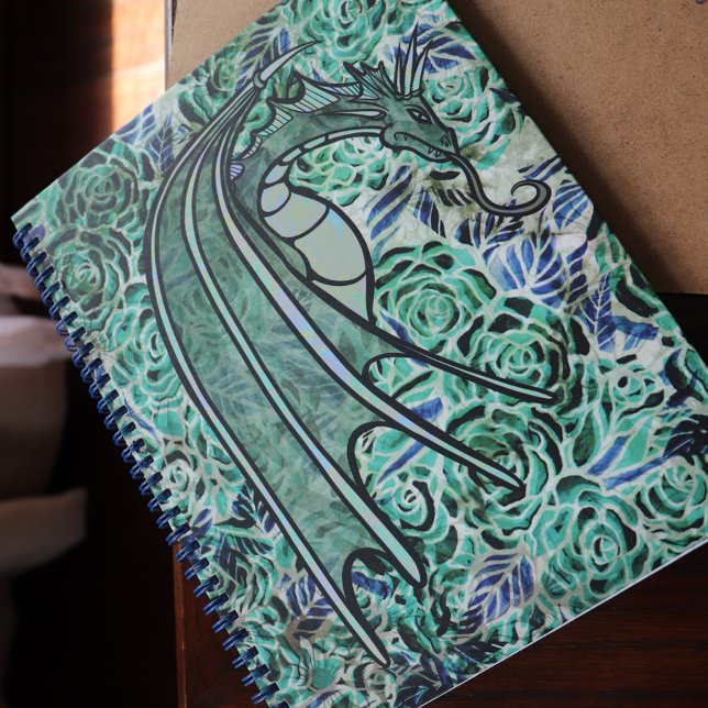 Dragon Roses Green Nature Dragons Abstract Rose    Notebook (Creator Uploaded)