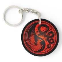 Dragon rouge et noir Phoenix Yin Yang