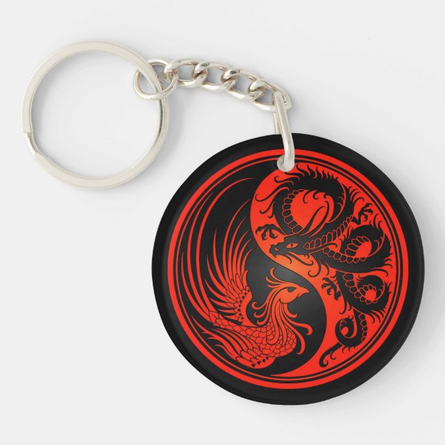 Dragon rouge et noir Phoenix Yin Yang (Devant)