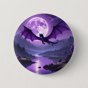 Dragon’s Night – Purple Fantasy Desk Mat 🌙🐉 2 Inch Round Button
