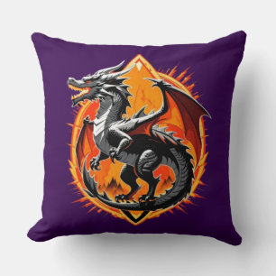 Dragon’s Wrath: The Samurai Awakens / Vintage Art Throw Pillow