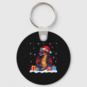Dragon Santa Hat Christmas Tree Light Xmas Pajama Keychain