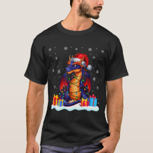 Dragon Santa Hat Christmas Tree Light Xmas Pajama  T-Shirt