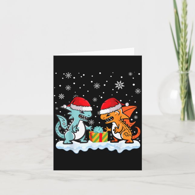 Dragon Santa Hat Mythical Animal Funny Christmas P Card (Front)