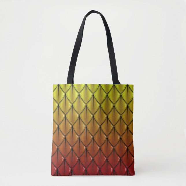 Dragon Scale 3d effect Firey red and yellow tote (Front)