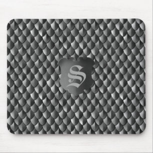 Dragon Scale Armour Black Monogram Mouse Pad
