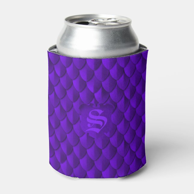 Dragon Scale Armour Royal Purple Monogram Can Cooler (Can Front)