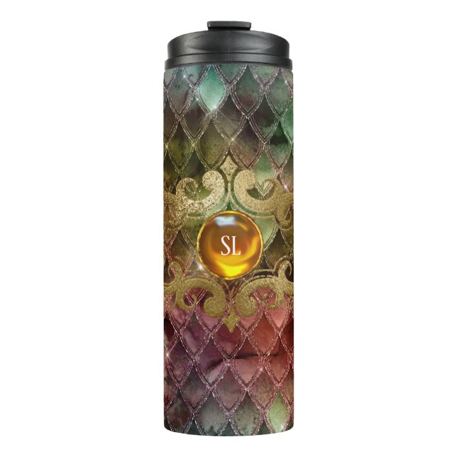 Dragon Scale Gemstone Monogram Thermal Tumbler (Front)