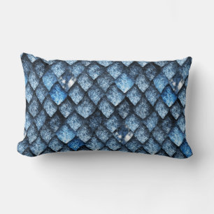 Dragon scales / blue gems lumbar pillow
