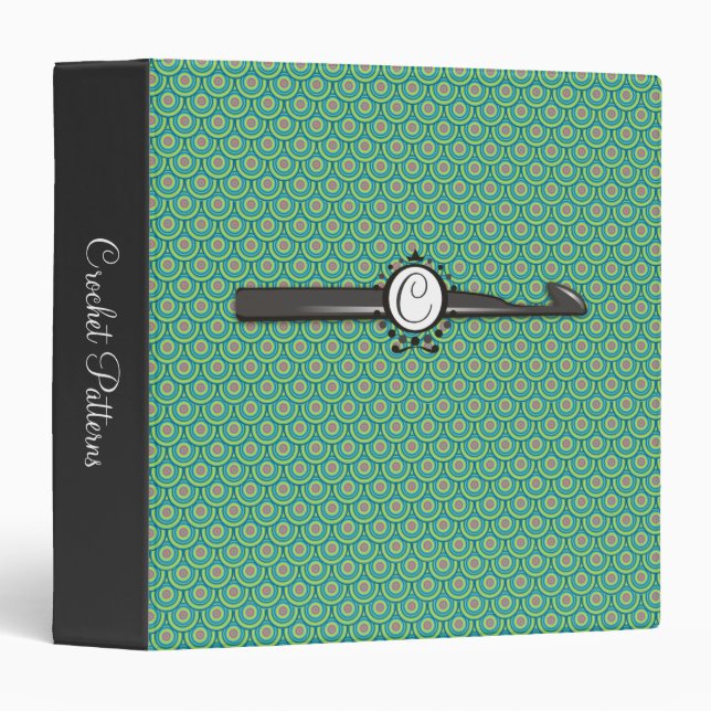Dragon scales crochet hook monogram binder (Front/Spine)