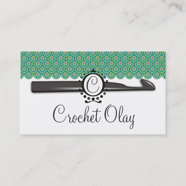 Dragon scales crochet hook monogram business card (Front)