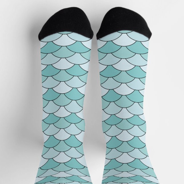 Dragon Scales, Fans, Waves, Seigaiha, Blue Socks (Top)