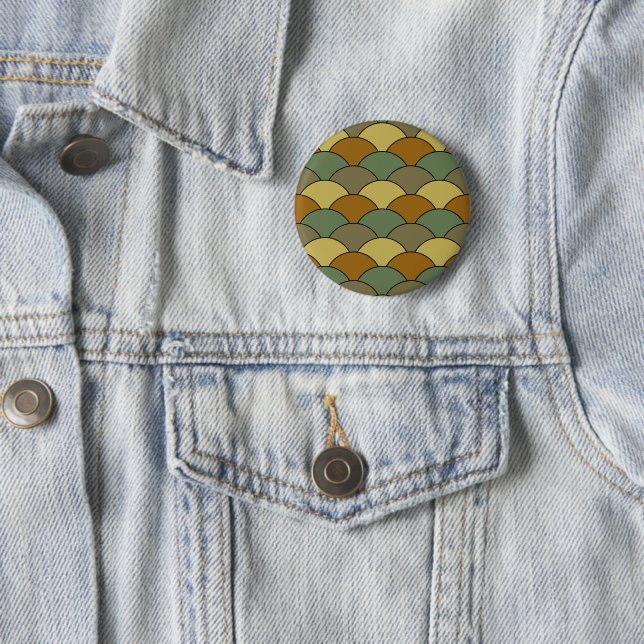 Dragon Scales, Fans, Waves, Seigaiha, Camouflage 2 Inch Round Button (In Situ)
