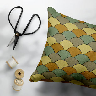 Dragon Scales, Fans, Waves, Seigaiha, Camouflage Accent Pillow