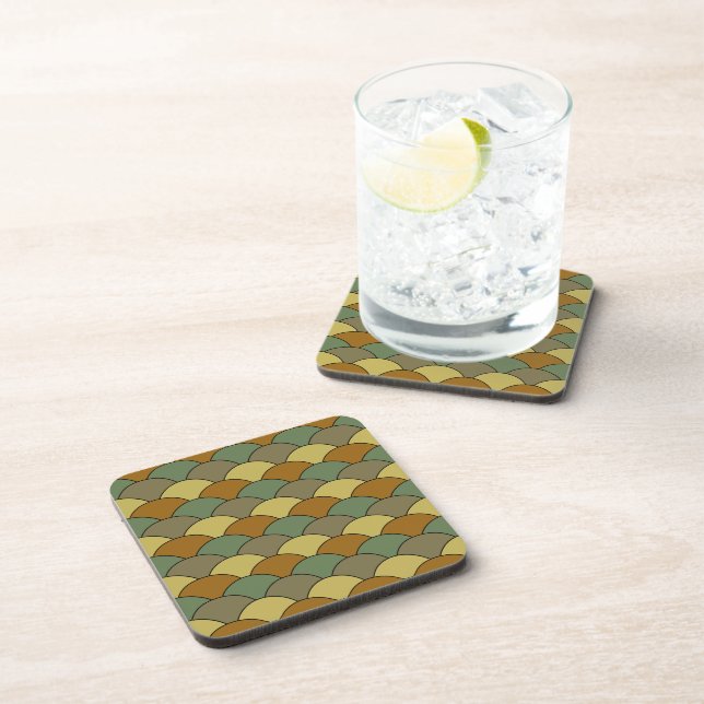 Dragon Scales, Fans, Waves, Seigaiha, Camouflage Coaster (Right Side)