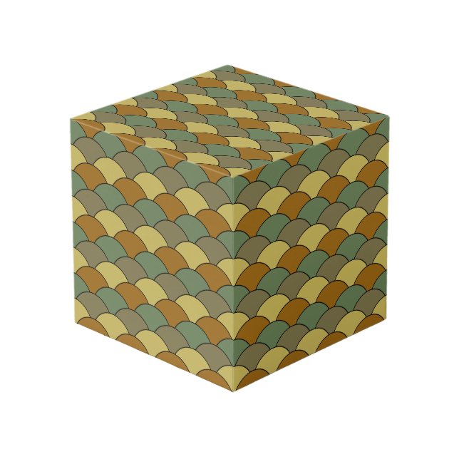 Dragon Scales, Fans, Waves, Seigaiha, Camouflage Cube (Front Angled)