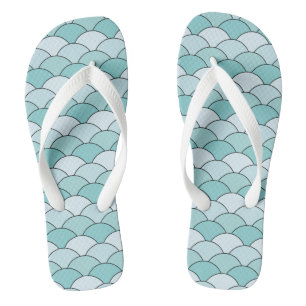 Dragon Scales, Fans, Waves, Seigaiha, Orange Flip Flops