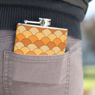 Dragon Scales, Fans, Waves, Seigaiha, Orange Hip Flask
