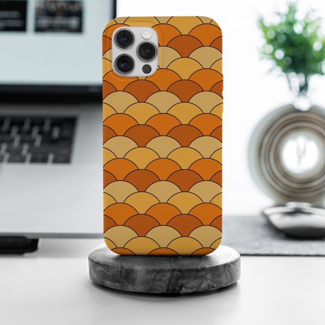 Dragon Scales, Fans, Waves, Seigaiha, Orange iPhone Case (Creator Uploaded)