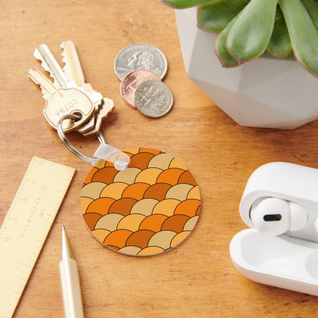 Dragon Scales, Fans, Waves, Seigaiha, Orange Keychain (Desk)