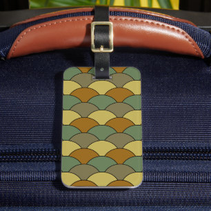 Dragon Scales, Fans, Waves, Seigaiha, Orange Luggage Tag