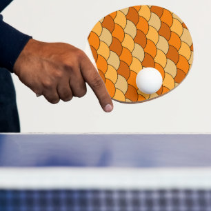 Dragon Scales, Fans, Waves, Seigaiha, Orange Ping Pong Paddle