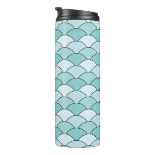 Dragon Scales, Fans, Waves, Seigaiha, Orange Thermal Tumbler