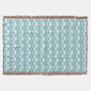 Dragon Scales, Fans, Waves, Seigaiha, Orange Throw Blanket