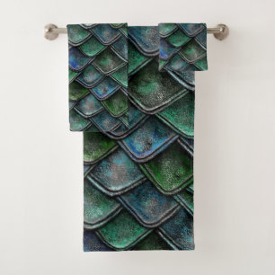 Dragon Scales Green Bath Towel Set