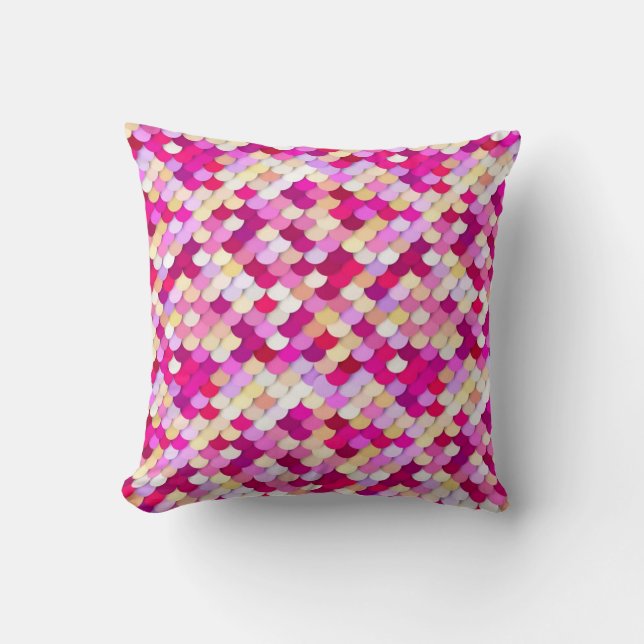 "Dragon Scales" - magenta, pink and gold Throw Pillow (Front)