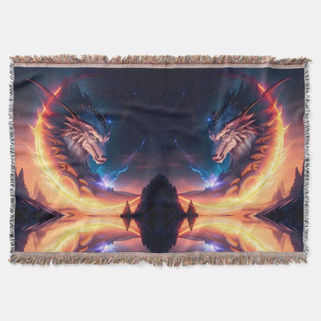 Dragon Scape Fire Night Throw Blanket (Front)