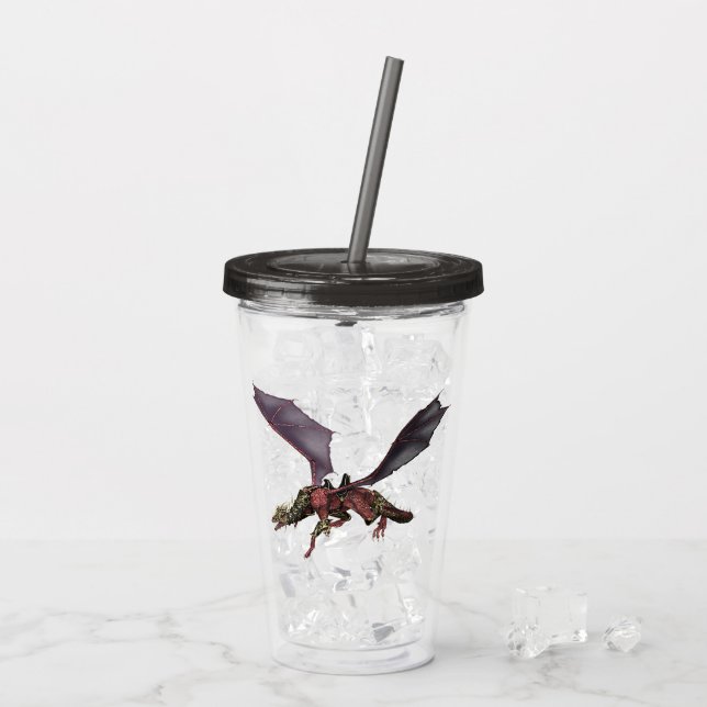 Dragon Serpent Armoured Flying Acrylic Tumbler (Back Ice)