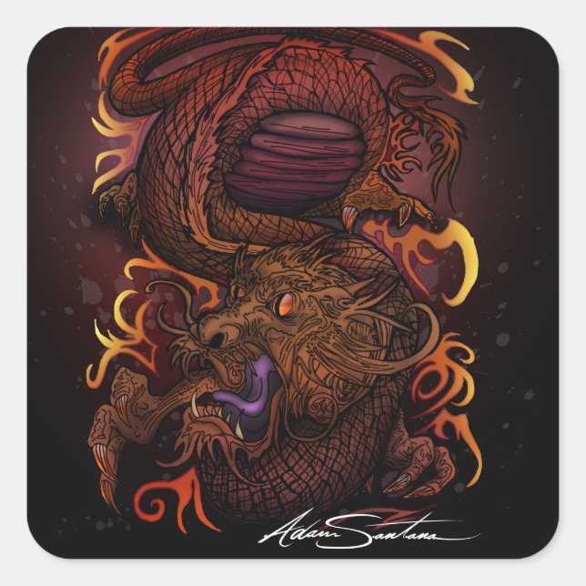 Dragon (Signature Design) Square Sticker (Front)