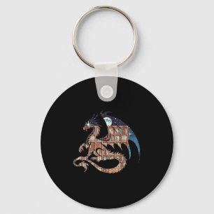 Dragon Silhouette Books Librarian Bookworm Women M Keychain