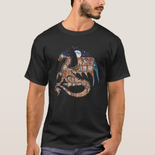 Dragon Silhouette Books Librarian Bookworm Women M T-Shirt