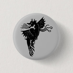 Dragon Silhouette Spirit Animal Totem Emblem 1 Inch Round Button