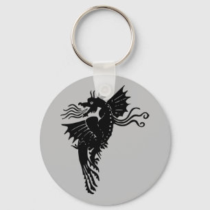 Dragon Silhouette Spirit Animal Totem Emblem Keychain