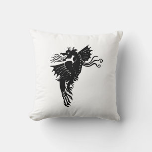 Dragon Silhouette Spirit Animal Totem Emblem Throw Pillow