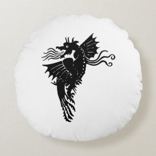Dragon Silhouette Spirit Animal Totem Emblem Throw Round Pillow