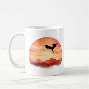 Dragon Silhouetted Against a Sunset Coffee Mug