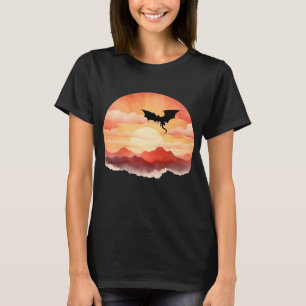 Dragon Silhouetted Against a Sunset T-Shirt