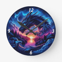 Dragon Silhouetted Against a Vibrant Sunset  