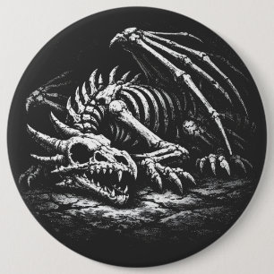 Dragon Skeleton — by BurnsInHell 6 Inch Round Button