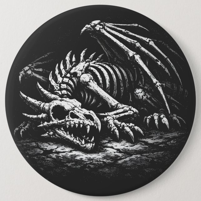Dragon Skeleton — by BurnsInHell 6 Inch Round Button (Front)