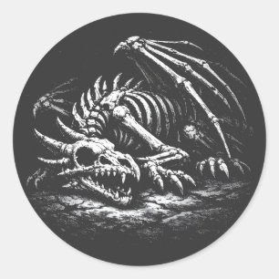 Dragon Skeleton — by BurnsInHell Classic Round Sticker